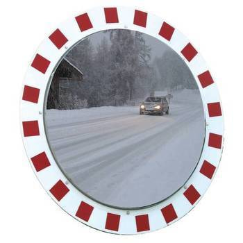Runder Verkehrsspiegel, Beobachtungsspiegel, Anti-Frost/Anti-Beschlag Funktion ohne Strom, Blickfangrand, Edelstahl Spiegelfläche, 600 mm Durchmesser 