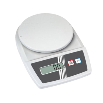 Laborwaage, Briefwaage, Küchenwaage, batteriebetrieben, Wägebereich 500 g, Wiegeschritte 0,1 g, 2-Tasten Bedienung, optionaler Netzbetrieb möglich