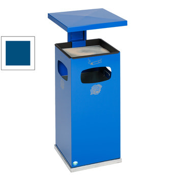 Abfallbehälter-Aschenbecher für Außen (HxBxT)910x395x395 mm - Farbe enzianblau RAL 5010 Enzianblau