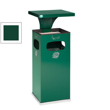 Abfallbehälter-Aschenbecher für Außen (HxBxT)910x395x395 mm - Farbe moosgrün RAL 6005 Moosgrün