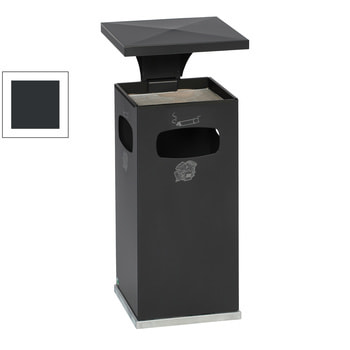 Abfallbehälter-Aschenbecher für Außen (HxBxT)910x395x395 mm - Farbe schwarzgrau RAL 7021 Schwarzgrau