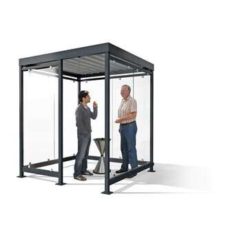 Raucherunterstand, Fahrgastunterstand, Bushaltestelle, Flachdach, für 4-5 Personen, anthrazitgrau, ESG, 2.510 x 2.165 x 2.165 mm (HxBxT), Typengeprüft