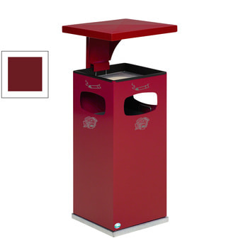 Abfallbehälter mit 38 l Volumen in der Farbe Purpurrot (RAL 3004).