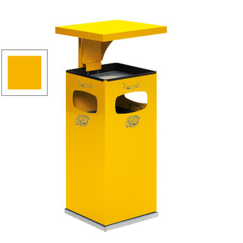 Abfallbehälter mit 38 l Volumen in der Farbe Verkehrsgelb (RAL 1023).