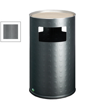 Aluminium Abfallsammler mit Ascher, Volumen 69 l, Antik Silber Aluminium Abfallsammler mit Ascher, Volumen 69 l, Antik Silber