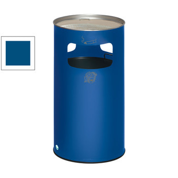 Stahlblech Abfallsammler mit Ascher, Volumen 69 l, Enzianblau (RAL 5010) (Inneneinsatz nicht im Lieferumfang enthalten) Stahlblech Abfallsammler mit Ascher, Volumen 69 l, Enzianblau (RAL 5010) (Inneneinsatz nicht im Lieferumfang enthalten)