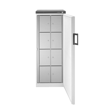 Gemeinschaftskühlschrank mit 8 Schließfächern, Mitarbeiterkühlschrank, Gruppenkühlschrank, 1.640 x 600 x 610 mm (HxBxT), schlag- und stoßfest, 230 V 
