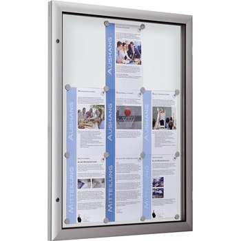 Beispielabbildung zeigt Schaukasten im Hochformat mit weißer Rückwand