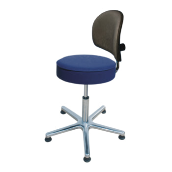 Drehhocker mit Rückenlehne, Kunstleder, Aluminium Fußkreuz mit Gleitern, mit Sitz in atollblau Drehhocker mit Rückenlehne, Kunstleder, Aluminium Fußkreuz mit Gleitern, mit Sitz in atollblau