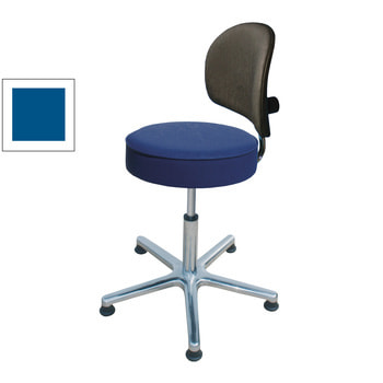 Drehhocker mit Rückenlehne, Kunstleder, Aluminium Fußkreuz mit Gleitern, mit Sitz in atollblau Drehhocker mit Rückenlehne, Kunstleder, Aluminium Fußkreuz mit Gleitern, mit Sitz in atollblau