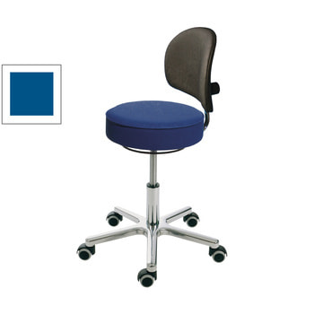 Drehhocker mit Rückenlehne, Kunstleder, Aluminium Fußkreuz mit Rollen, mit Sitz in atollblau Drehhocker mit Rückenlehne, Kunstleder, Aluminium Fußkreuz mit Rollen, mit Sitz in atollblau