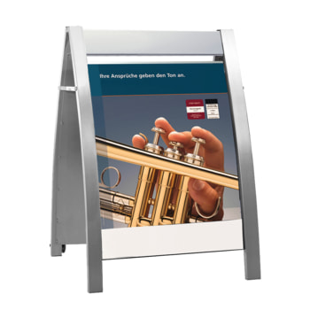 Eleganter Kundenstopper, DIN A1, Werbetafel, Plakatständer mit Rädern, Aufsteller, fahrbar, klappbar, Platz für Logo, 1.150 x 720 x 700 mm (HxBxT)