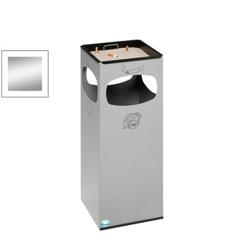 Abfalleimer mit Ascher, 29 l, Silber Abfalleimer mit Ascher, 29 l, Silber