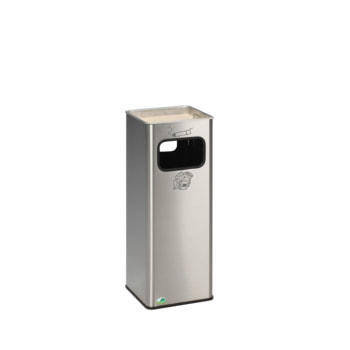 Edelstahl Abfalleimer mit Ascher, 32 l Volumen Edelstahl Abfalleimer mit Ascher, 32 l Volumen