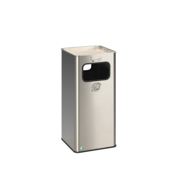 Edelstahl Abfalleimer mit Ascher, 53 l Volumen Edelstahl Abfalleimer mit Ascher, 53 l Volumen