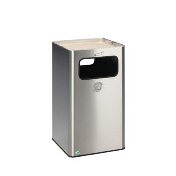 Edelstahl Abfalleimer mit Ascher, 96 l Volumen Edelstahl Abfalleimer mit Ascher, 96 l Volumen