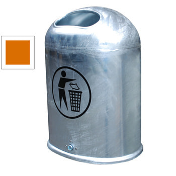Ovaler Abfallbehälter für Wand-/Pfostenmontage - 45 l - mit Aufkleber - gelborange RAL 2000 Gelborange