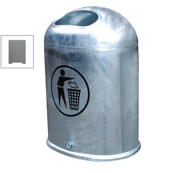 Ovaler Abfallbehälter für Wand-/Pfostenmontage - 45 l - mit Aufkleber - Eisenglimmer DB 703 Eisenglimmer