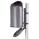 Ovaler Abfallbehälter mit Federklappe - mit Aufkleber - Pfosten-/Wandmontage - 45l - Eisenglimmer