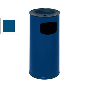 Abfallsammler - schwarzer Ascheraufsatz - rund - Volumen 44 l - 710 x 355 x 355 mm (HxBxT) - enzianblau RAL 5010 Enzianblau