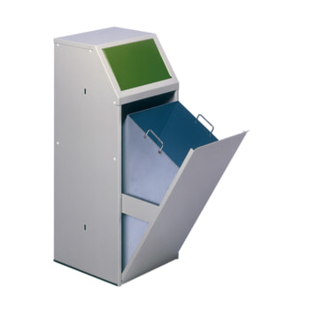 Wertstoffsammelgerät - stationär - 69 l - 1.000 x 400 x 400 mm (H x B x T) - Korpus kieselgrau - Einwurfklappe grün - Abfallbehälter nein | 69 l | RAL 6001 Smaragdgrün
