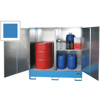 Gefahrstoffschrank für zwei 200-l-Fässer - Auffangvolumen 230 l - lichtblau RAL 5012 Lichtblau | 2 x 200 l Fässerl