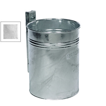Abfallbehälter, Papierkorb, Mülleimer mit Prägung, 430 mm Höhe, 330 mm Durchmesser, 35 l Volumen, Wand- oder Pfostenmontage, verzinkt Verzinkt
