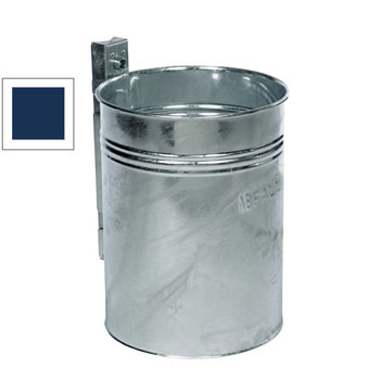 Abfallbehälter, Papierkorb, Mülleimer mit Prägung, 430 mm Höhe, 330 mm Durchmesser, 35 l Volumen, Wand- oder Pfostenmontage, kobaltblau RAL 5013 Kobaltblau