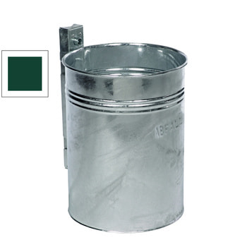 Abfallbehälter, Papierkorb, Mülleimer mit Prägung, 430 mm Höhe, 330 mm Durchmesser, 35 l Volumen, Wand- oder Pfostenmontage, moosgrün RAL 6005 Moosgrün