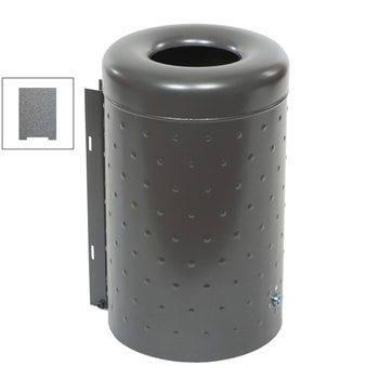 Runder Abfallbehälter - genopptes Stahlblech - Bodenentleerung - 50 l - Eisenglimmer DB 703 Eisenglimmer