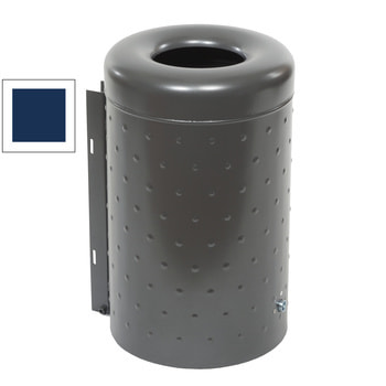 Runder Abfallbehälter - genopptes Stahlblech - Bodenentleerung - 50 l - kobaltblau RAL 5013 Kobaltblau