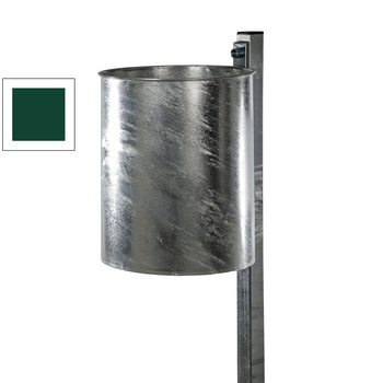 Runder, offener Abfallbehälter - Stahlblech - 25 l - moosgrün RAL 6005 Moosgrün