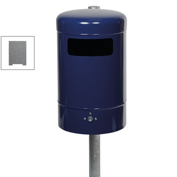 Runder Abfallbehälter mit Haube - Stahlblech - Bodenentleerung - 50 l - eisenglimmer DB 703 Eisenglimmer