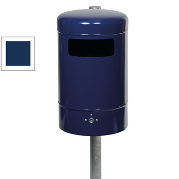 Runder Abfallbehälter mit Haube - Stahlblech - Bodenentleerung - 50 l - kobaltblau RAL 5013 Kobaltblau
