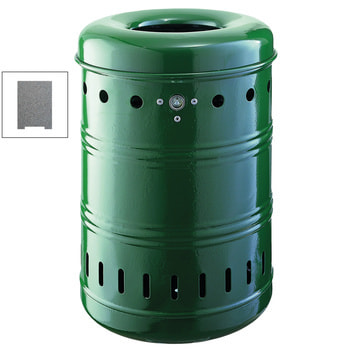 Runder Abfallbehälter mit Springdeckel - 35 l - Behälter gelocht - Wand- oder Pfostenmontage - Eisenglimmer DB 703 Eisenglimmer
