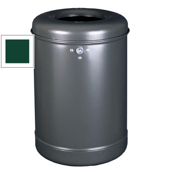 Runder Abfallbehälter mit Springdeckel - 35 l - Wand oder Pfostenmontage - moosgrün RAL 6005 Moosgrün
