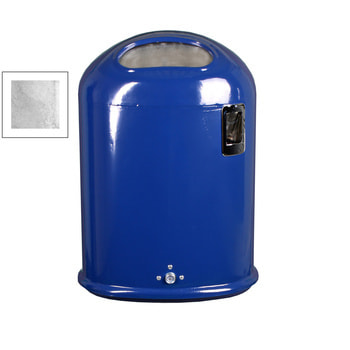 Ovaler Abfallbehälter mit Federklappe - mit Ascher - 45 l - Pfosten- oder Wandmontage - verzinkt Verzinkt