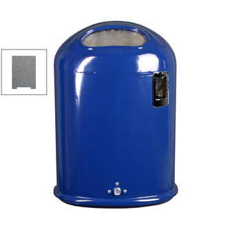 Ovaler Abfallbehälter mit Federklappe - mit Ascher - 45 l - Pfosten- oder Wandmontage - Eisenglimmer DB 703 Eisenglimmer
