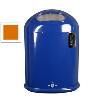 Ovaler Abfallbehälter mit Federklappe - mit Ascher - 45 l - Pfosten- oder Wandmontage - gelborange RAL 2000 Gelborange