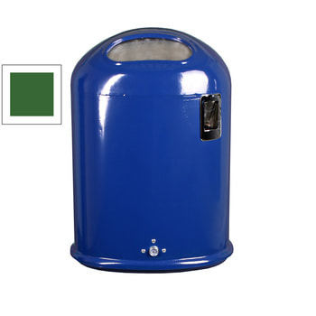 Ovaler Abfallbehälter mit Federklappe - mit Ascher - 45 l - Pfosten- oder Wandmontage - smaragdgrün RAL 6001 Smaragdgrün