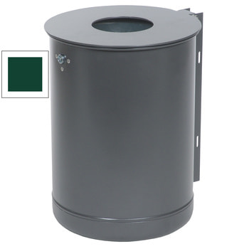 Rund-Abfallbehälter mit Deckelscheibe - 35 l - moosgrün RAL 6005 Moosgrün