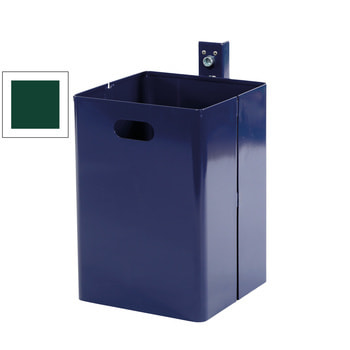 Offener Abfallbehälter rechteckig - Wand- oder Pfostenbefestigung - 40 l - moosgrün RAL 6005 Moosgrün
