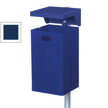 Abfallbehälter rechteckig, mit Haube - Wand- oder Pfostenbefestigung - 50 l - kobaltblau RAL 5013 Kobaltblau | RAL 5013 Kobaltblau