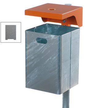 Abfallbehälter rechteckig, mit Haube - Wand- oder Pfostenbefestigung - mit Ascher - 50 l - Eisenglimmer DB 703 Eisenglimmer | DB 703 Eisenglimmer