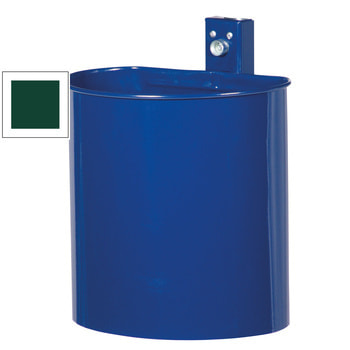Halbrunder Abfallbehälter für Wand u. Pfostenmontage - 20 l - moosgrün RAL 6005 Moosgrün
