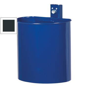 Halbrunder Abfallbehälter für Wand u. Pfostenmontage - 20 l - anthrazitgrau RAL 7016 Anthrazitgrau