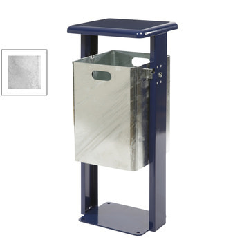 Stand-Abfallbehälter rechteckig - Vol. 40 l - mit Bodenplatte - moosgrün/verzinkt Verzinkt | RAL 6005 Moosgrün
