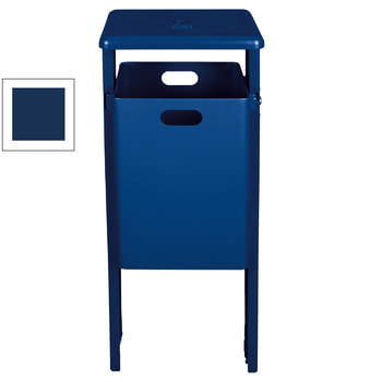 Stand-Abfallbehälter rechteckig - Vol. 40 l - mit Ascher - zum Einbetonieren - kobaltblau/kobaltblau RAL 5013 Kobaltblau | RAL 5013 Kobaltblau