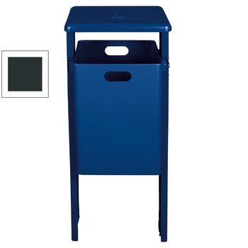Beispielabbildung Stand-Abfallbehälter, rechteckig, mit Ascher, hier in Kobaltblau (RAL 5013)