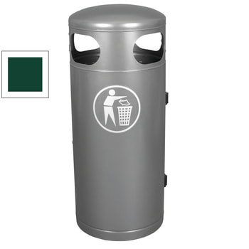 Runder Stand-Abfallbehälter zum Aufschrauben - Vol. 60 l - moosgrün RAL 6005 Moosgrün